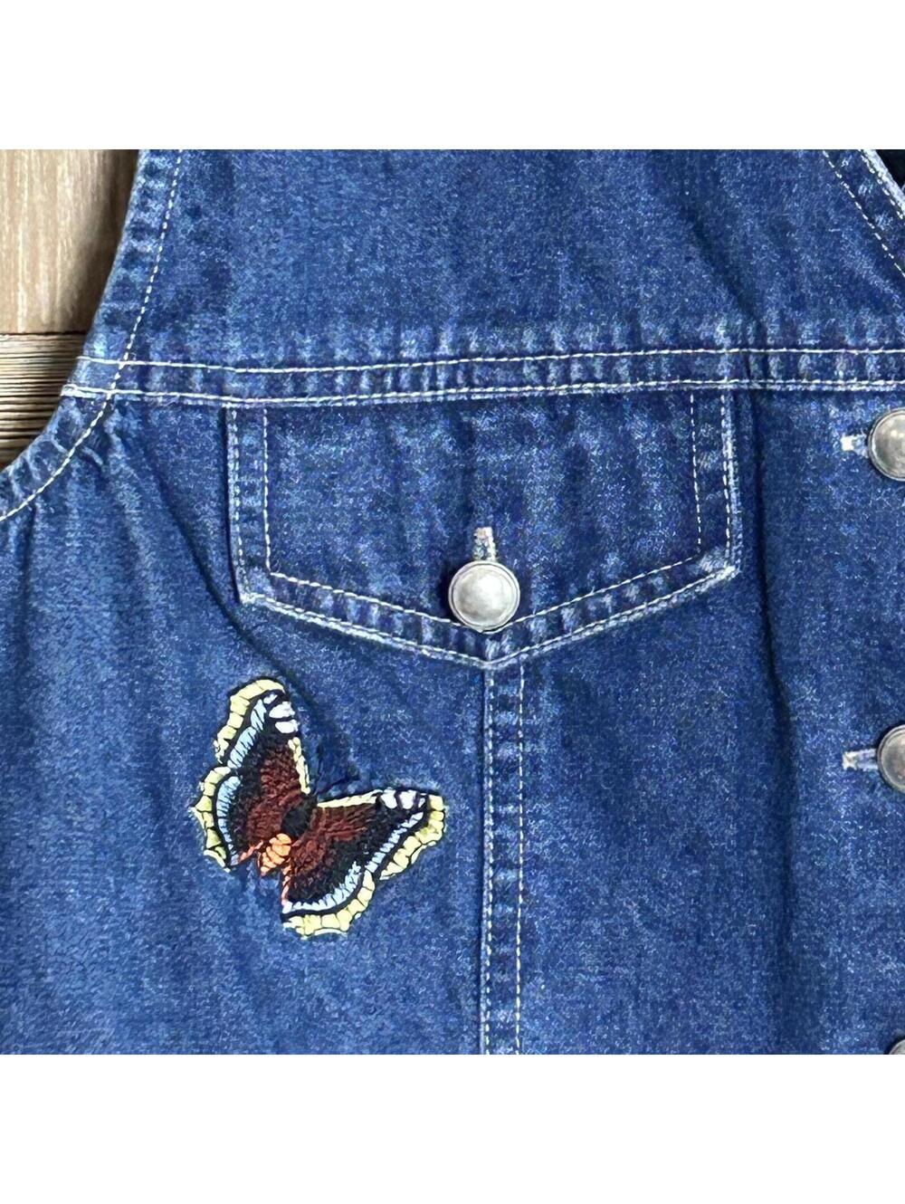 Vintage Stonebridge Western Y2K Denim Butterfly Vest Size SP Retro Bohochic - Picture 2 of 8